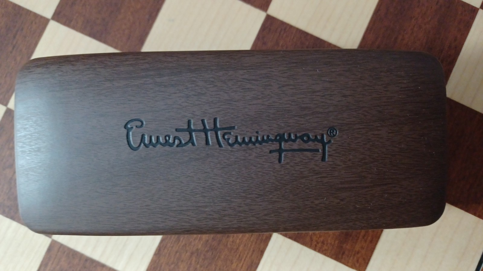 Ernest Hemingway Hard Eyeglass Case Brown