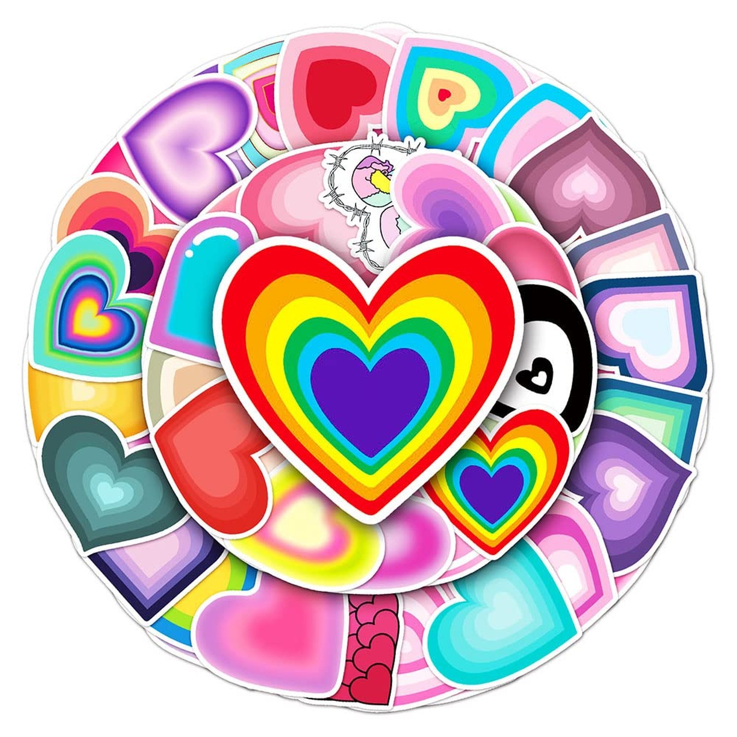 Aesthetic Heart Vinyl Stickers, 50 PCS Waterproof Love Decals for Laptops, Sc...