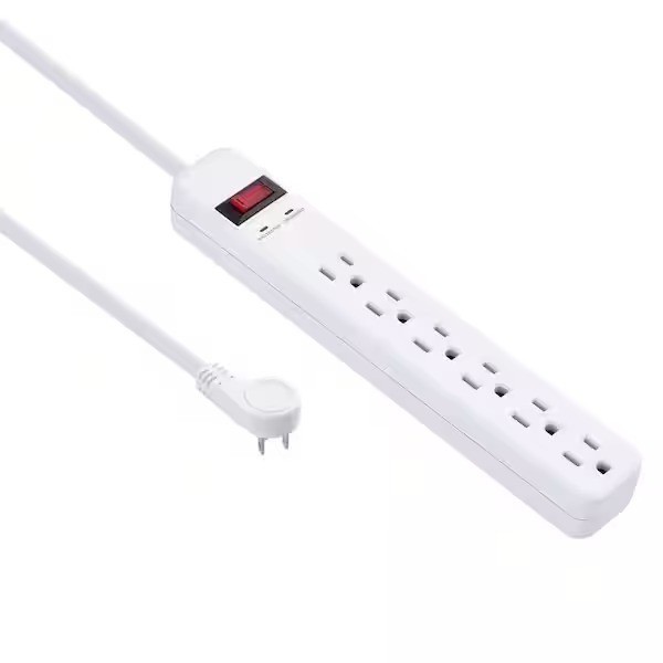 3 Ft. 6-Outlet Power Strip Surge Protector, White (4-Pack)