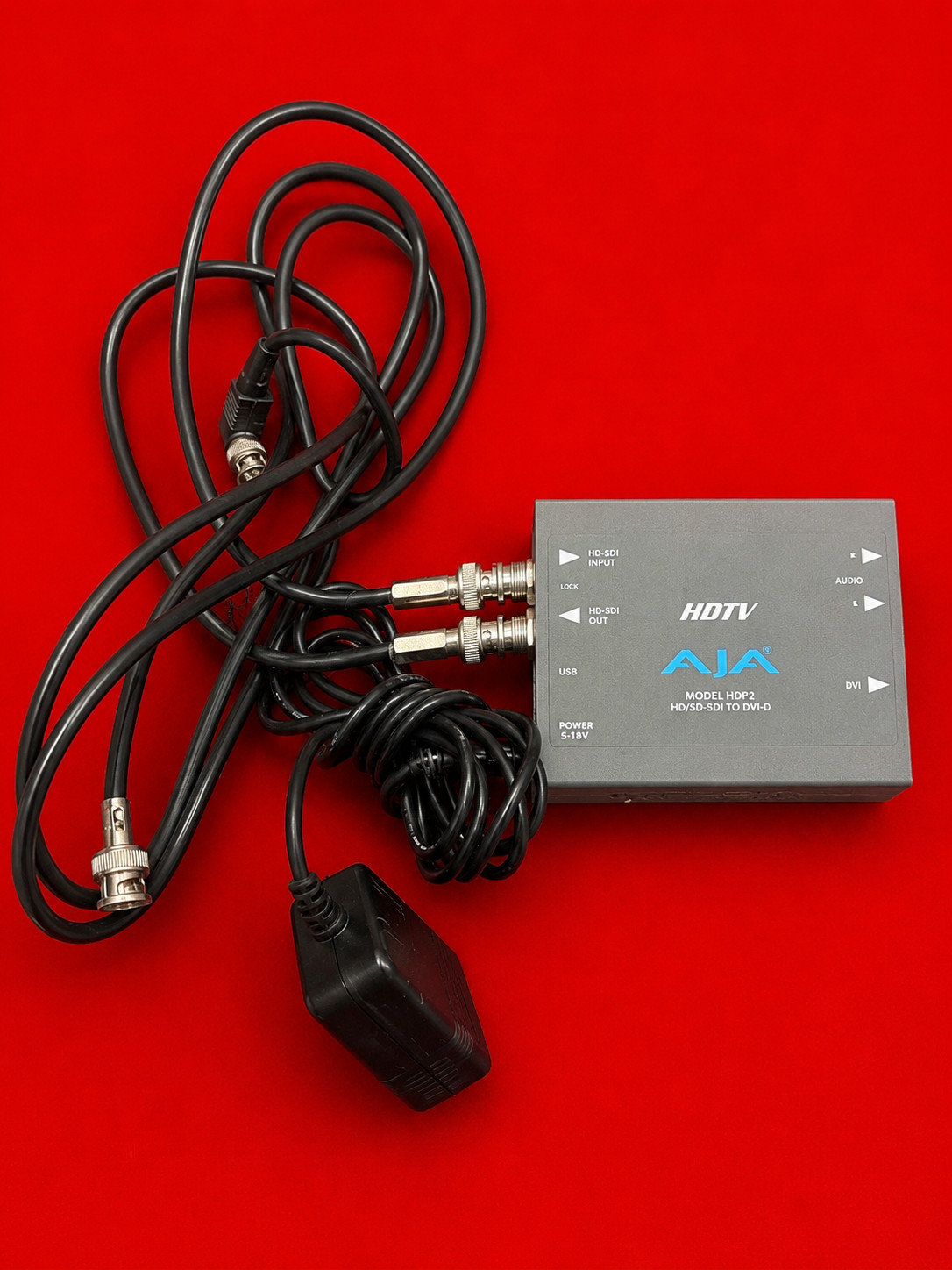 AJA HDP2 HD/SD-SDI to DVI-D Video Converter w/ Power Adapter & BNC Cables