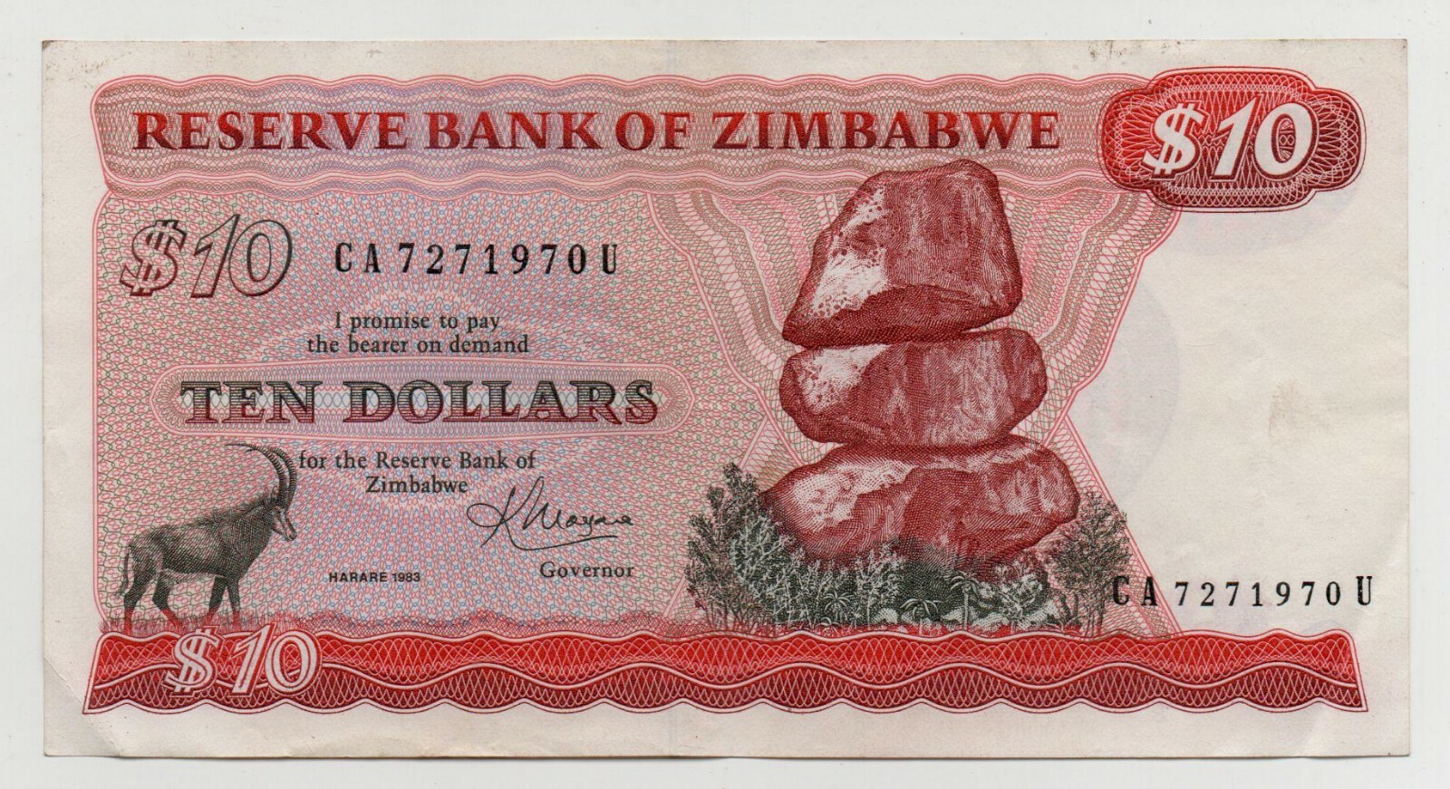 ZIMBABWE 10 DOLLARS 1983 PICK 3D LOOK SCANS