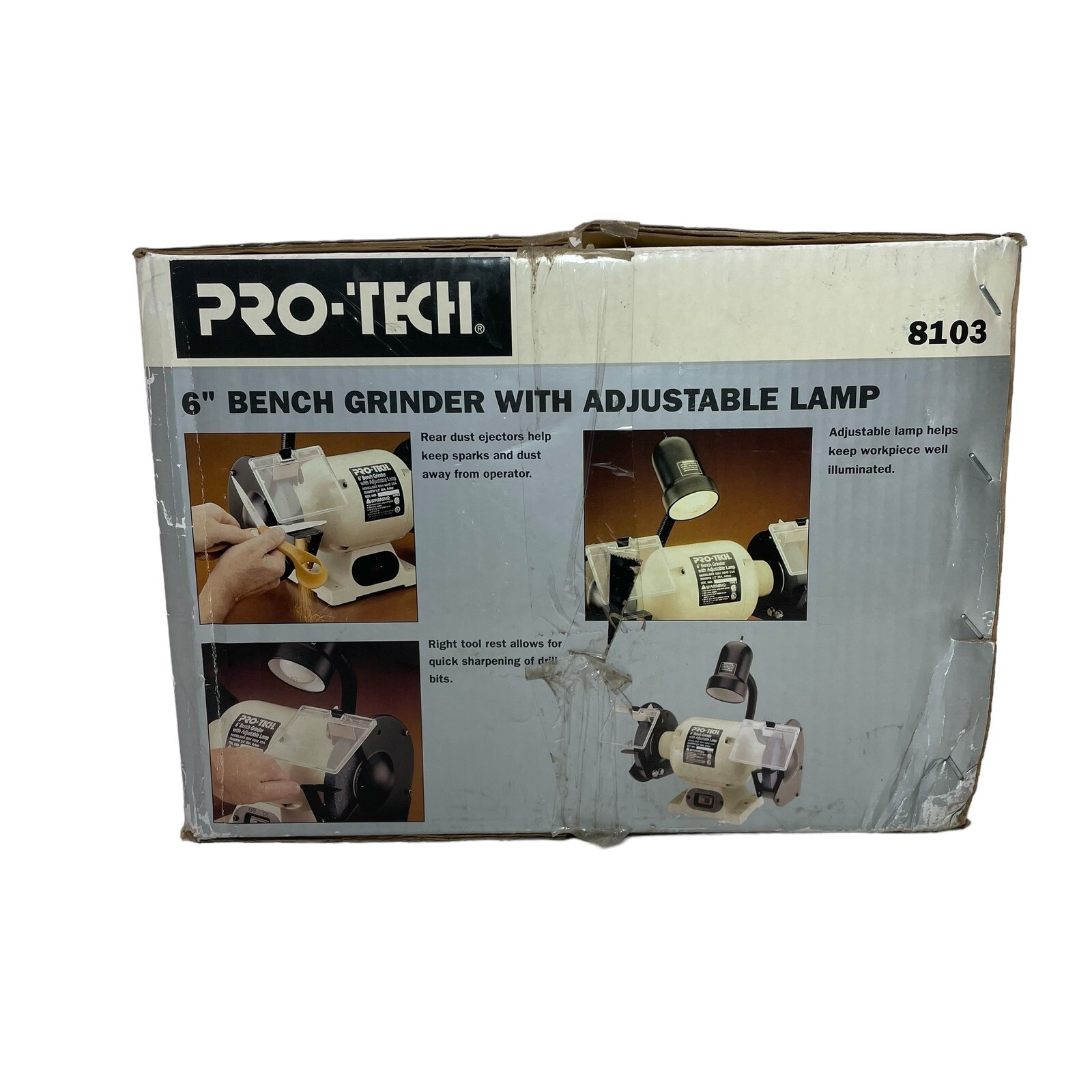 Bench Grinder Adjustable Lamp 8103 New Open Box 120V 60 HZ Pro-tech 6”