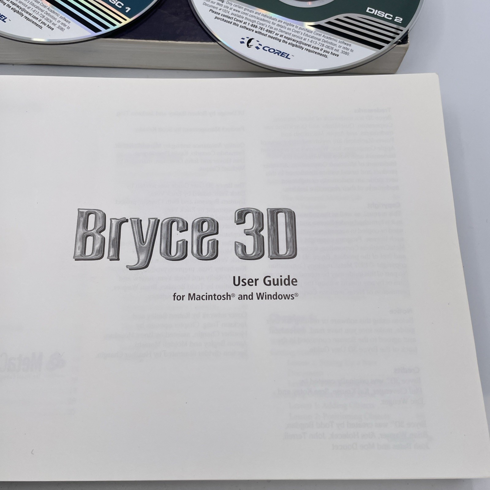 Corel Bryce 5 Academic Software Disc 1&2 with Explorer Guide MAC