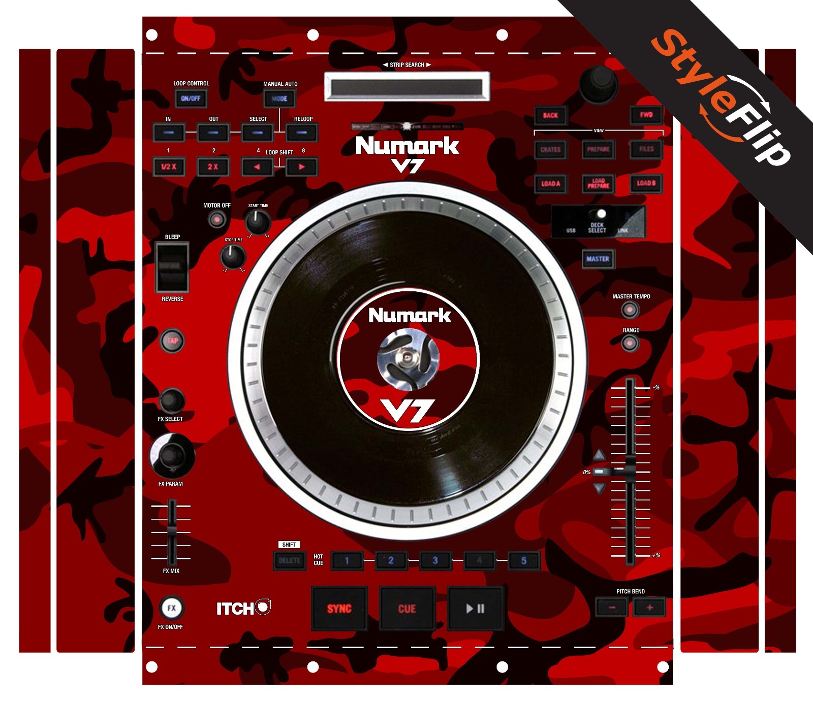 Numark V7 Skin | Color Red Camo | Protective Decal | StyleFlip Skins