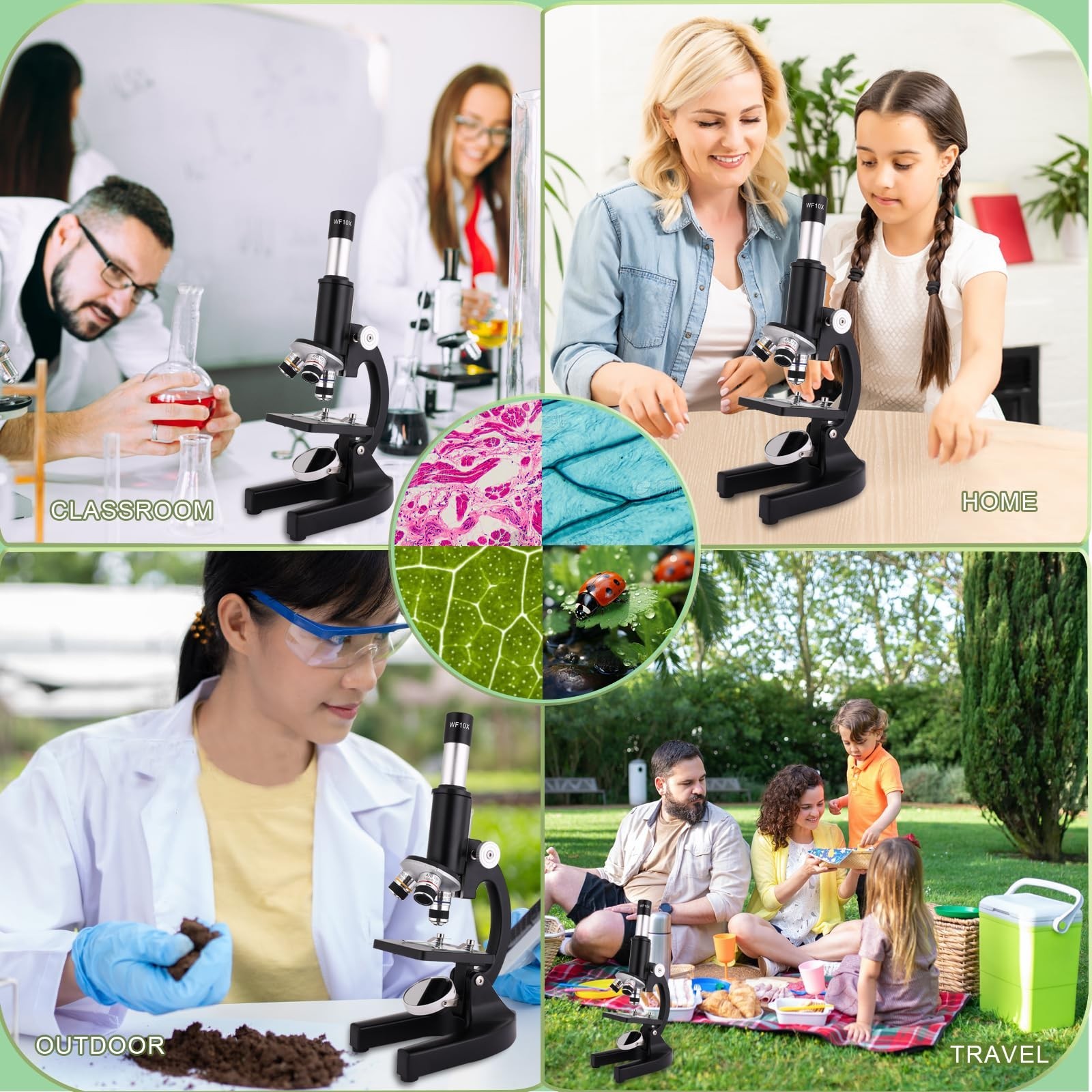 High-Power Microscope 40X-2500X Magnification, 4.3" Display, 5MP Camera, Eyepiec