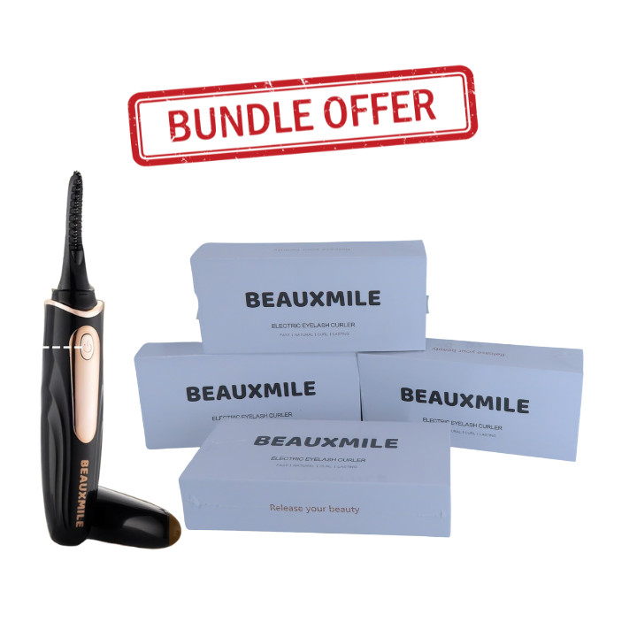 (4) BEAUXMILE HEATED EYELASH CURLERS RECHARGEABLE HOT LASH TOOL - BLACK