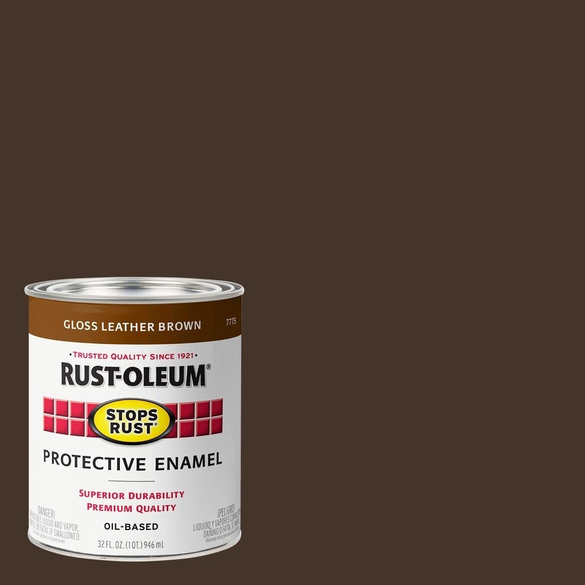 Rust-Oleum 7775502-2PK Stops Rust Brush On Paint, Quart, Gloss Leather Brown,...