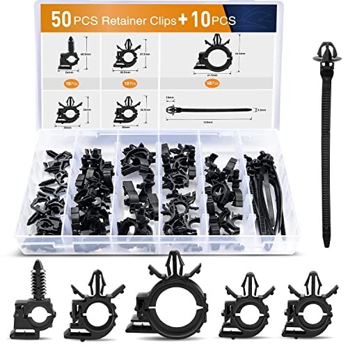 45 or 60 Pcs Car Wire Loom Routing Clips Assortment 6 Sizes