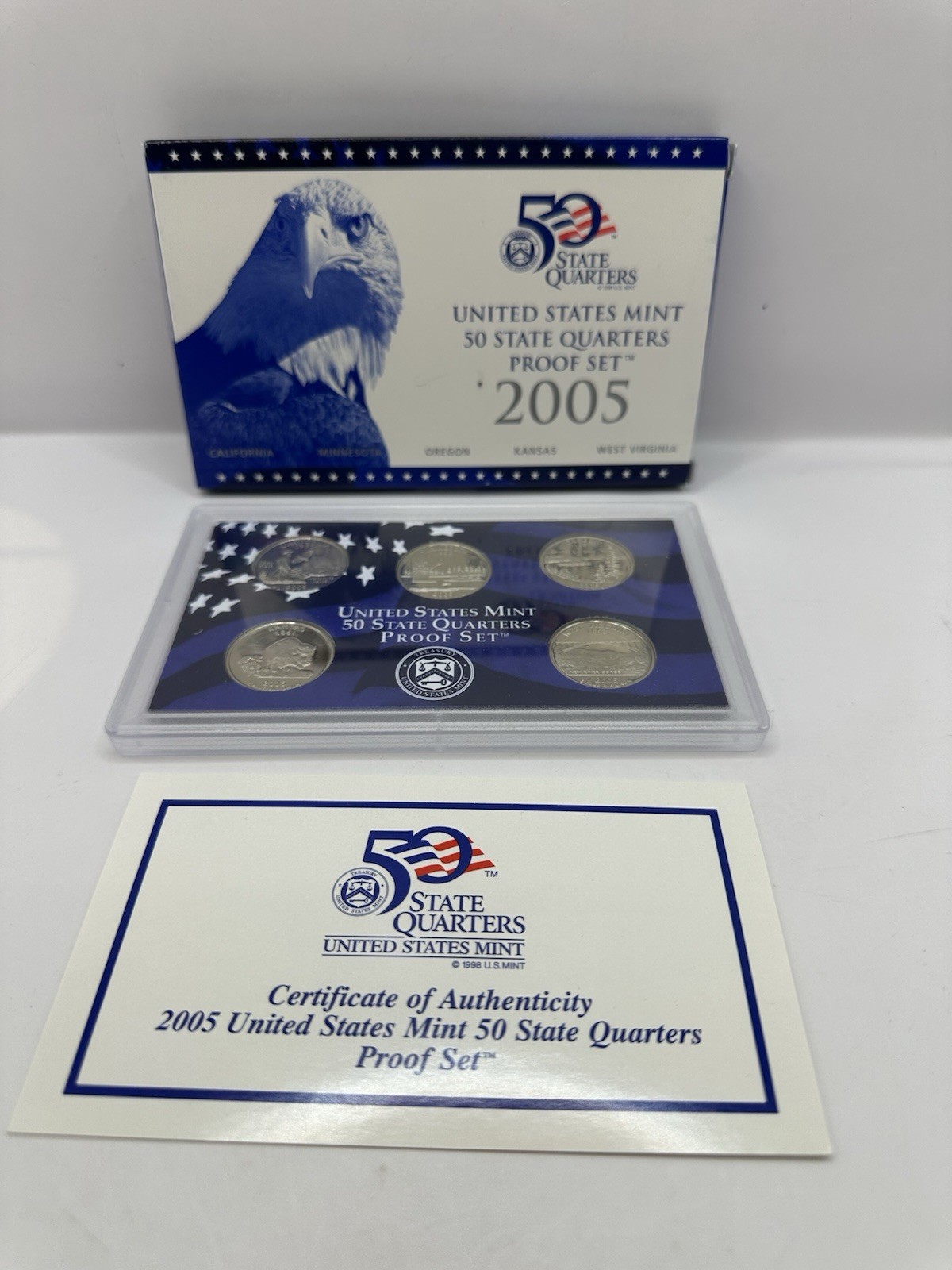 2005 United States Mint 50 State Quarters Proof Set w/ Box & COA