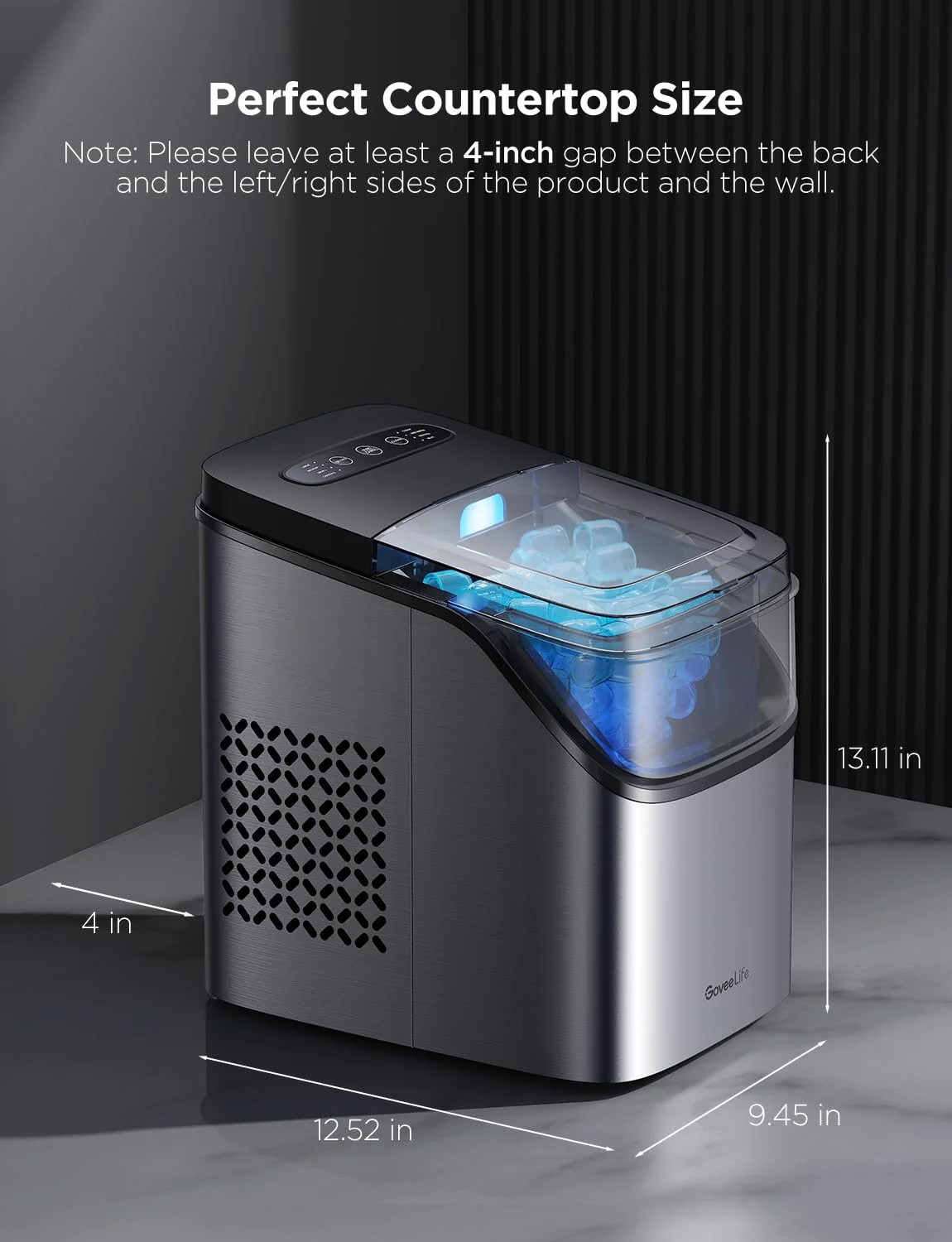 GoveeLife Smart Ice Maker Countertop, Portable Ice Machine with Voice Control, 9