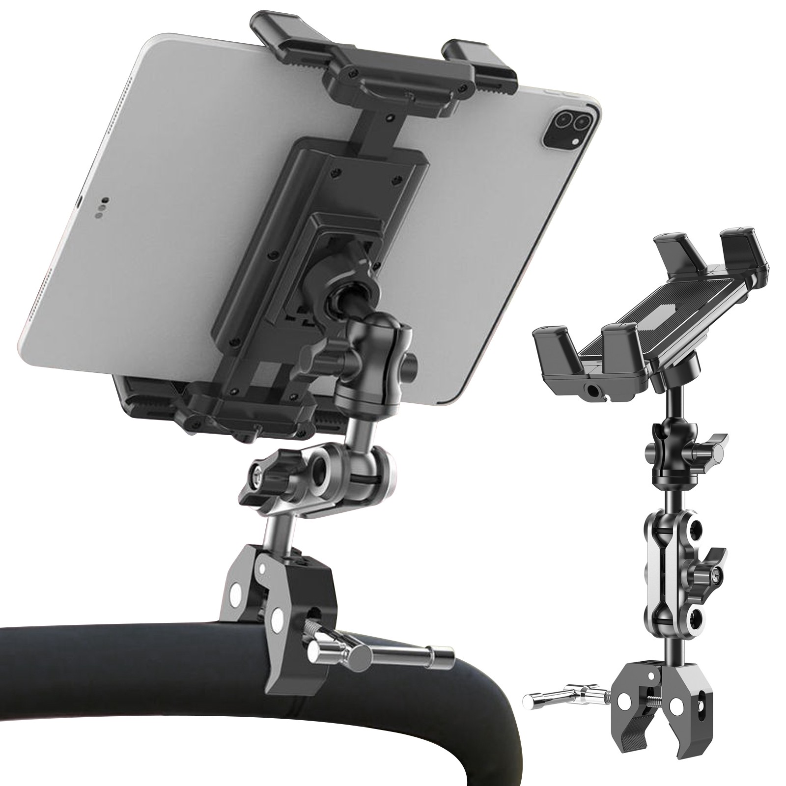 Adjustable Tablet Phone Holder for Mic Stand Spin Bike Treadmill 4.7-12.9" iPad