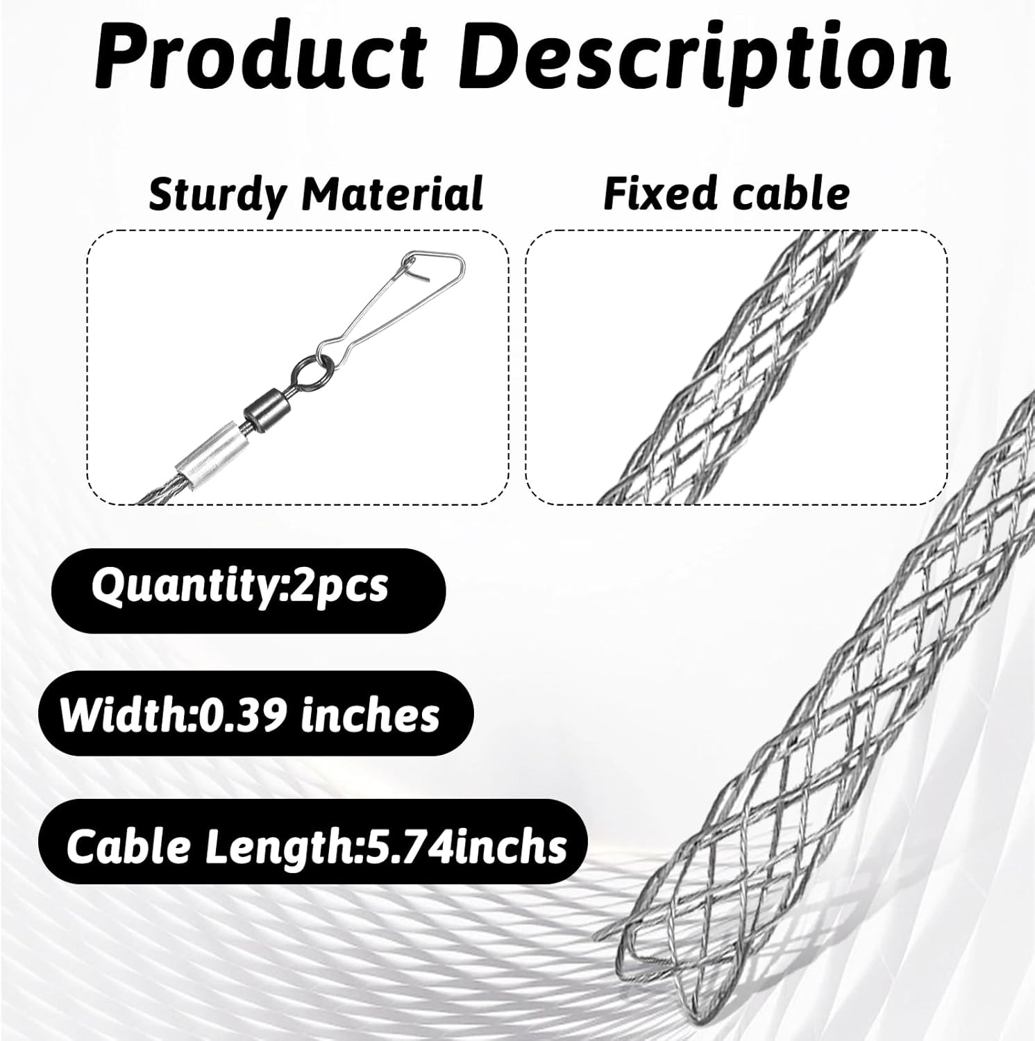 2 Pcs 1/2 Inch Wire Pulling Grip Mesh Cable Pulls Cable Pulling Grip Sock Met...