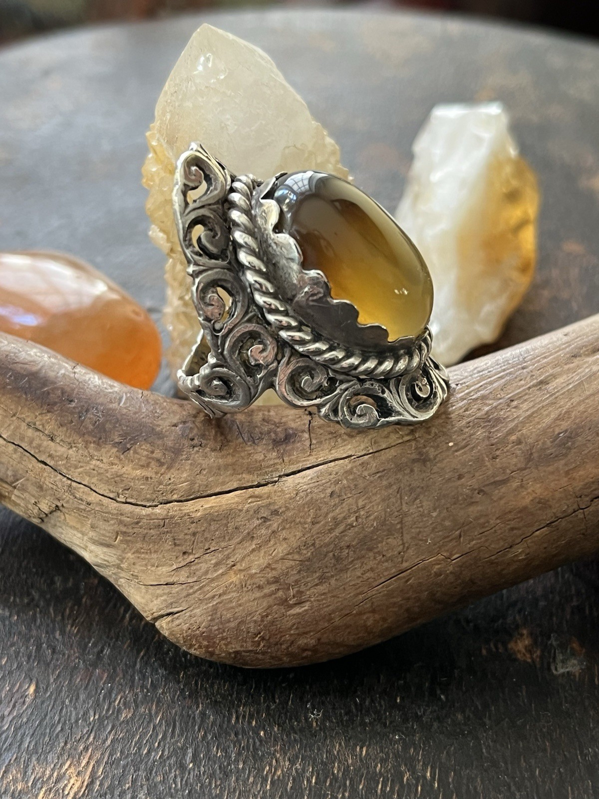 Handmade Sterling And Carnelian Statement Ring Size 7