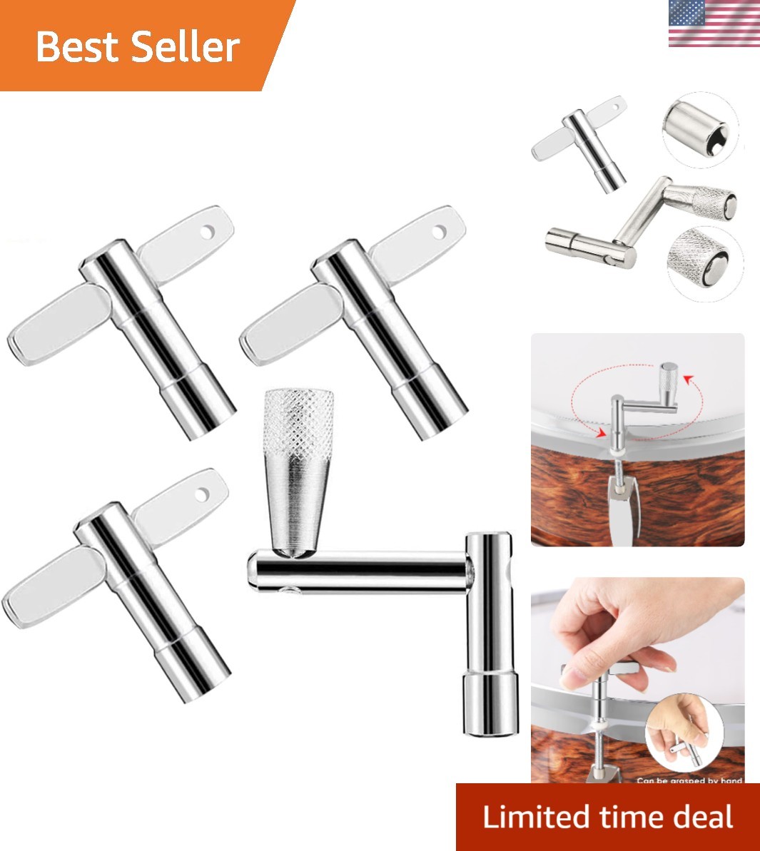 Chrome-Plated 4-Pack: Essential Drum Tuning Keys Offering Fast Performance