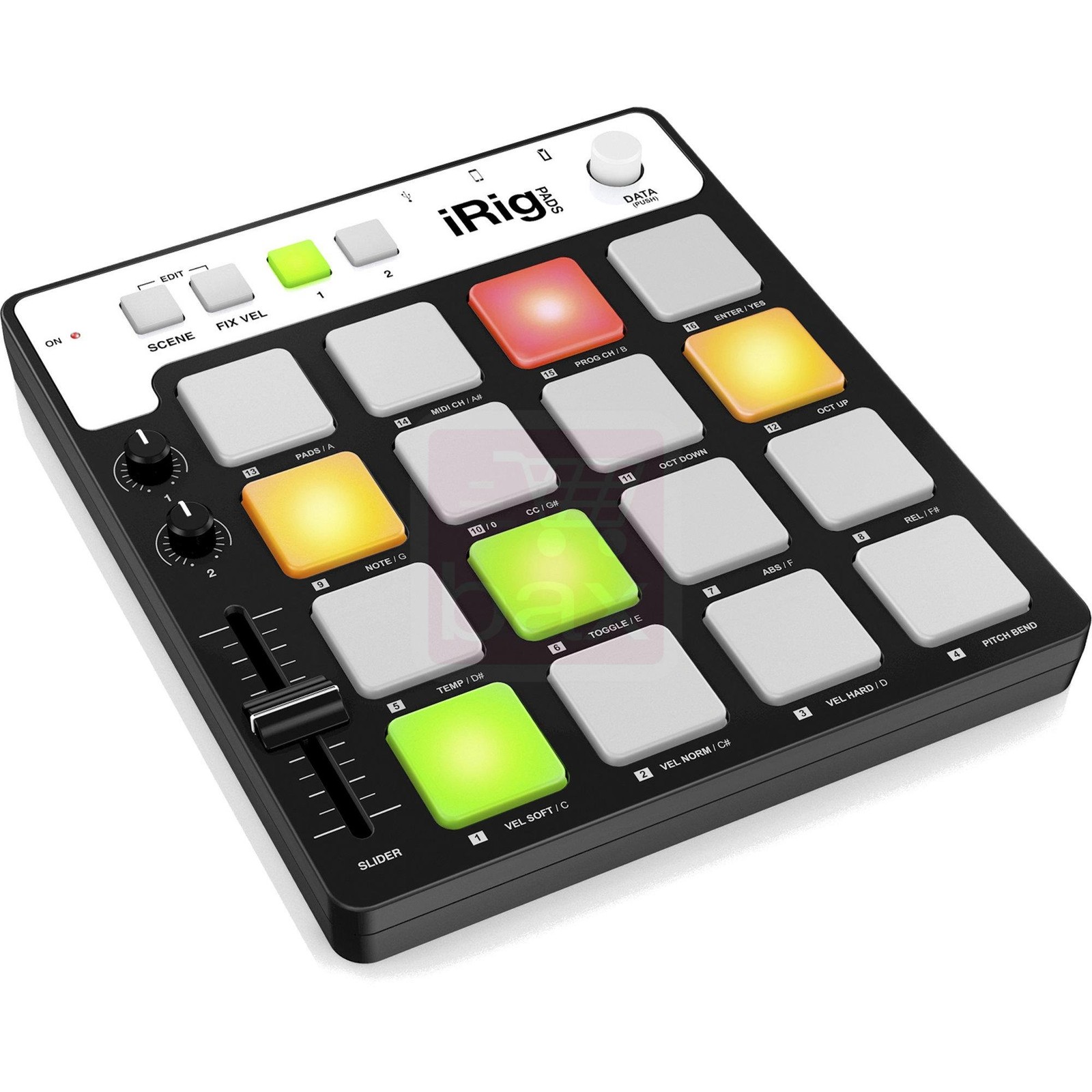 IK Multimedia iRig Pads MIDI groove controller, portable & AC, MultiColored