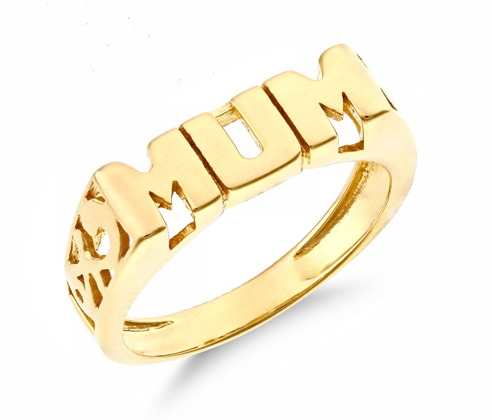9ct Yellow Gold on Silver MUM Ring size J K L M N O P Q R S T U V