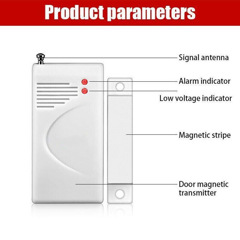 433MHz Wireless Door Window Alarm Panel Magnetic Contact Sensor Code 1527