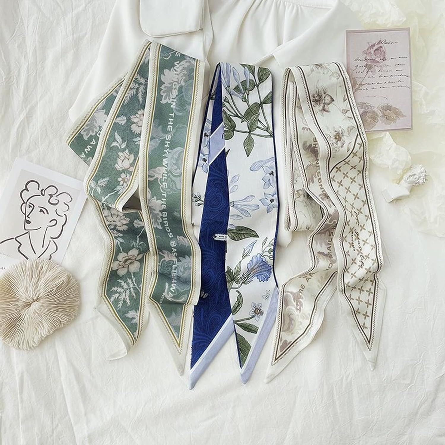 4 Packs Purse Scarf for Handbags Silk Head Handle Ribbon Scarfs for Hair Fashion