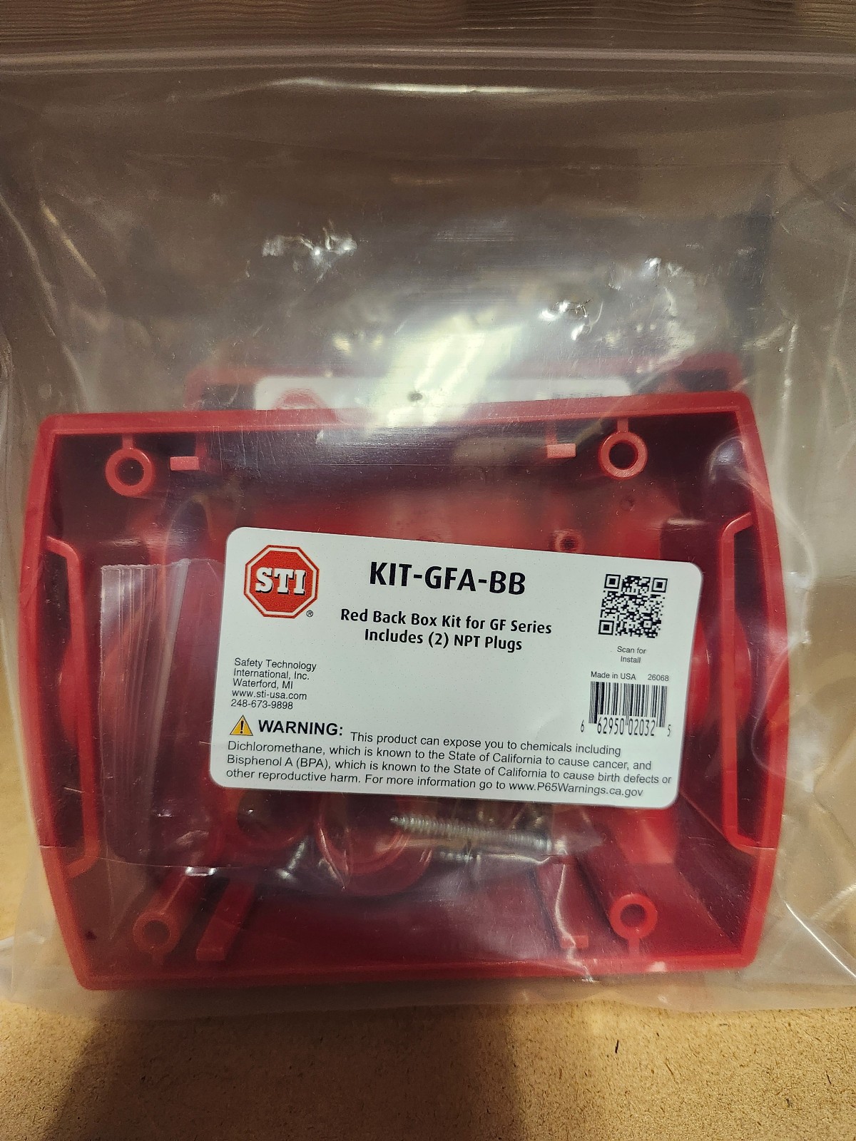 STI GF Series Back Box, Red, STI Model #KIT-GFA-BB