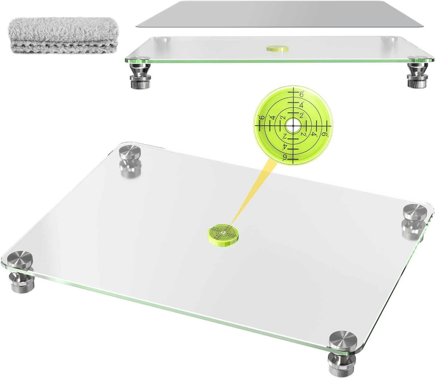 Nelyrho Glass Leveling Board for Resin, 16''x 12'' Adjustable Precision Gray