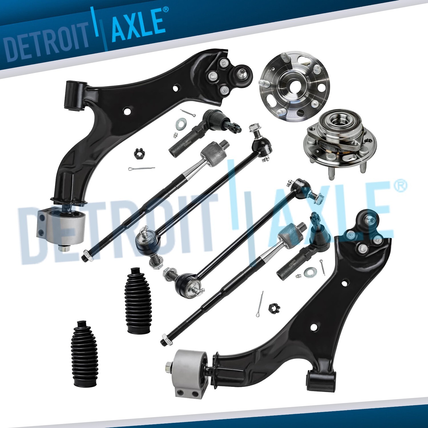 12pc Front Wheel Bearing Hubs Lower Control Arms for 2010 - 2017 Equinox Terrain
