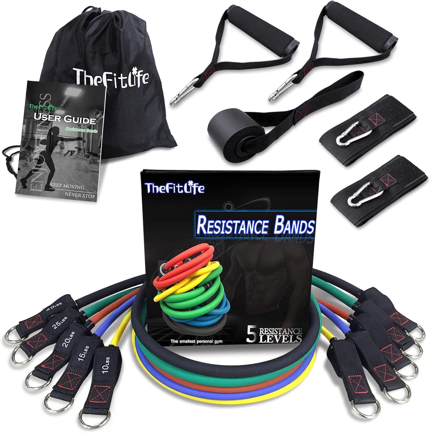 Durable Natural Rubber Resistance Bands – Stackable Workout Bands up to 300 lbs