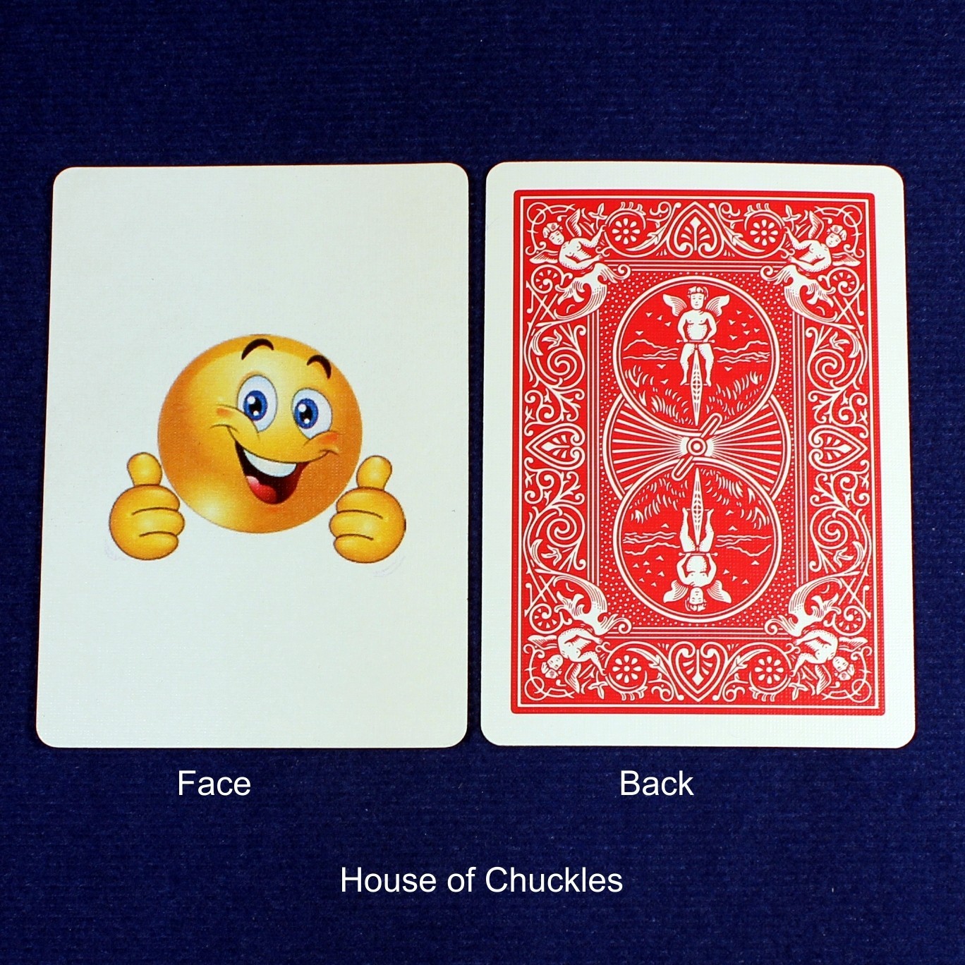 Smiley Face Thumbs Up Emoji, Bicycle Printed Gaff Card, Red
