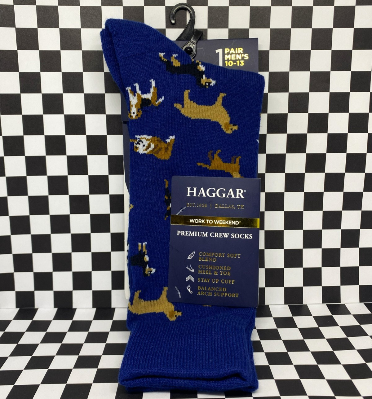 HAGGER Pair of 10-13 Premium Crew Navy Blue Dog's Socks