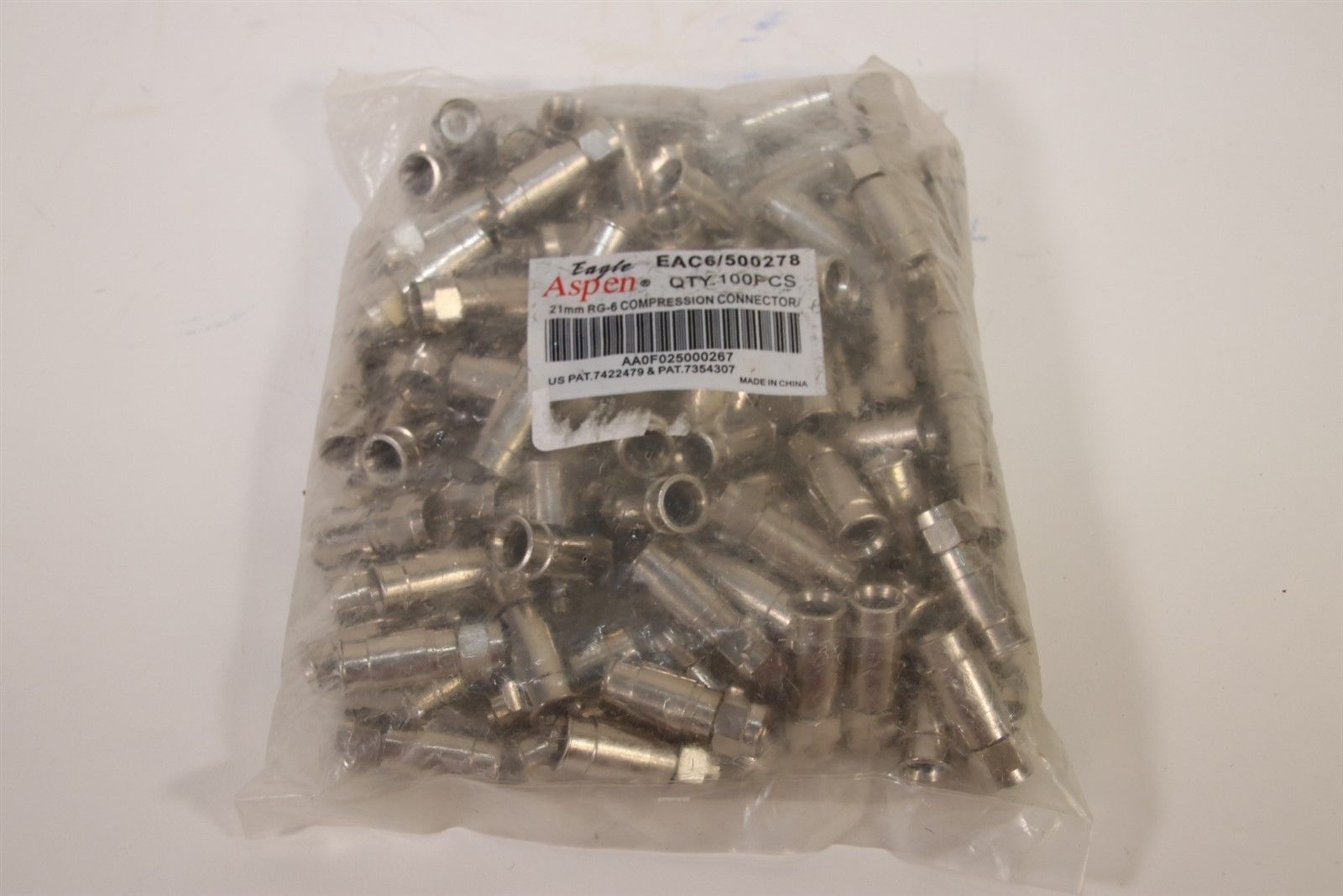 100-Pack Eagle Aspen RG-6 Compression Connectors for Cable/Satellite 500278