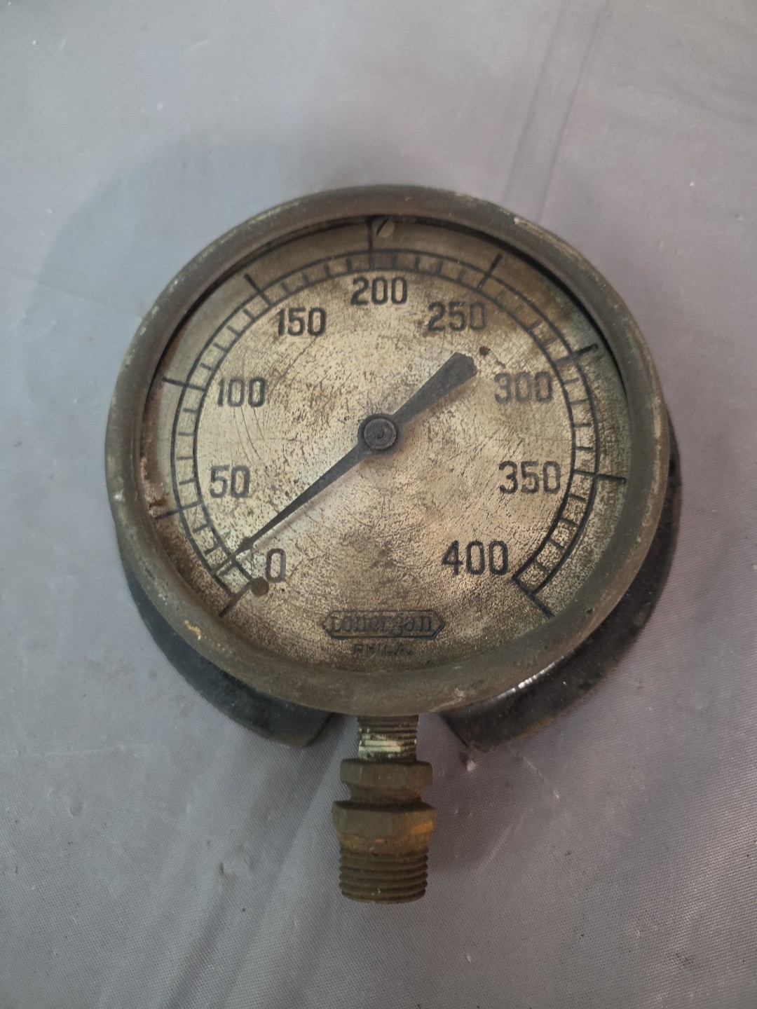 LONERGAN 400 PSI Steam Pressure Gauge Hit Miss Engine Steampunk Antique No Glass