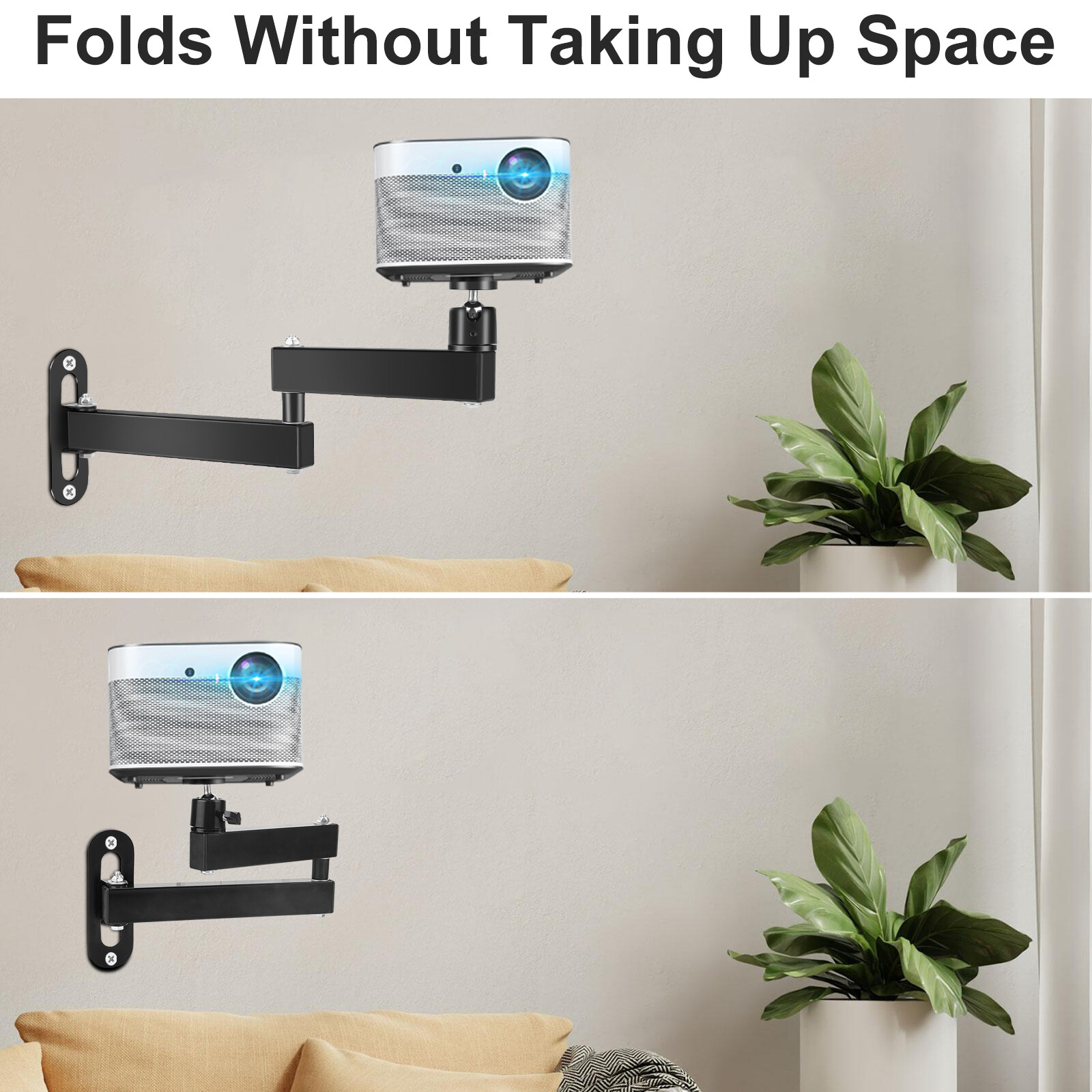 Foldable Projector Wall Ceiling Mount 1/4" Screw for Mini Projector DLP Camera