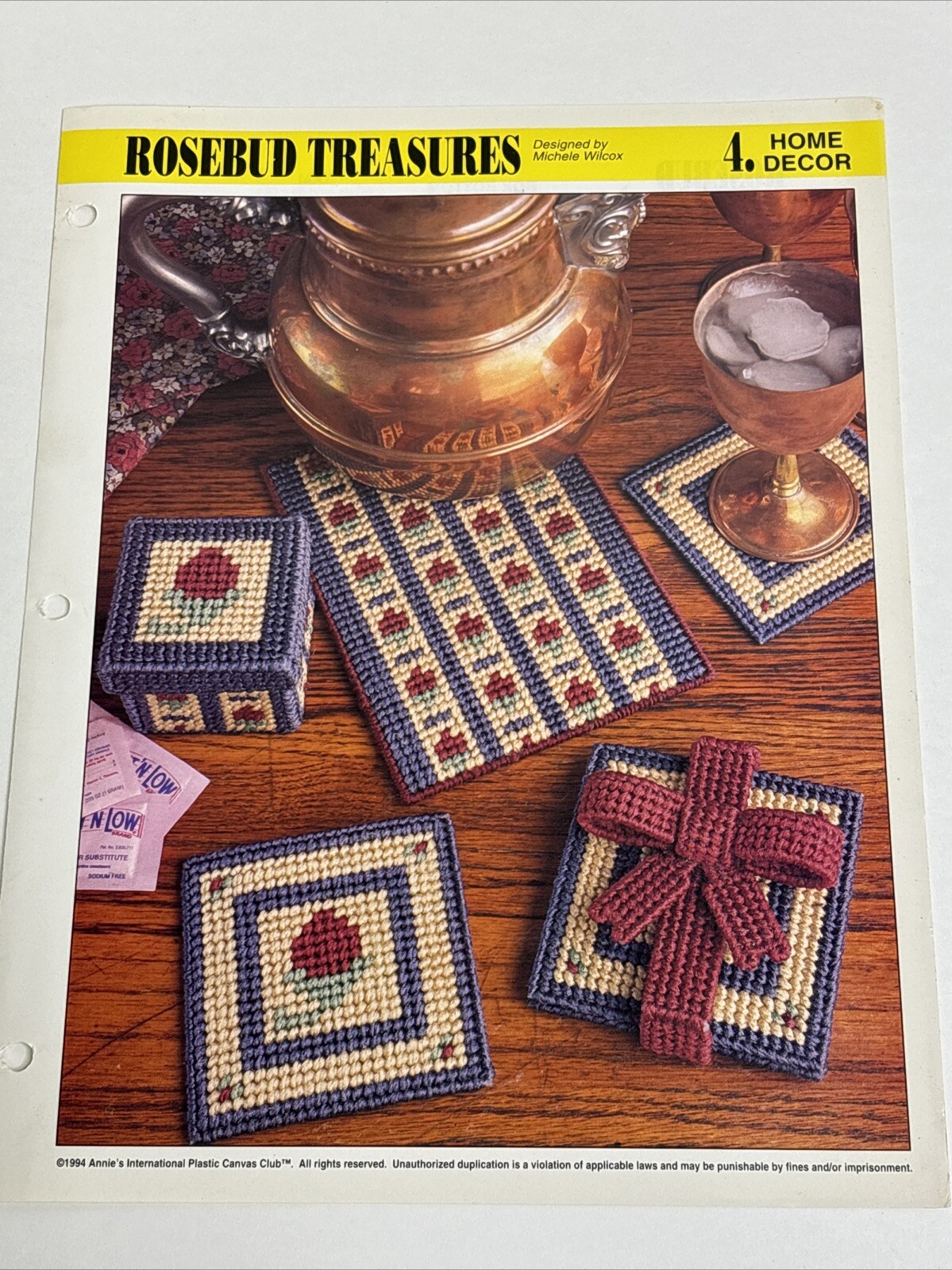 Rosebud Treasures Mat Coasters & Box Annie's Attic Plastic Canvas Pattern Page