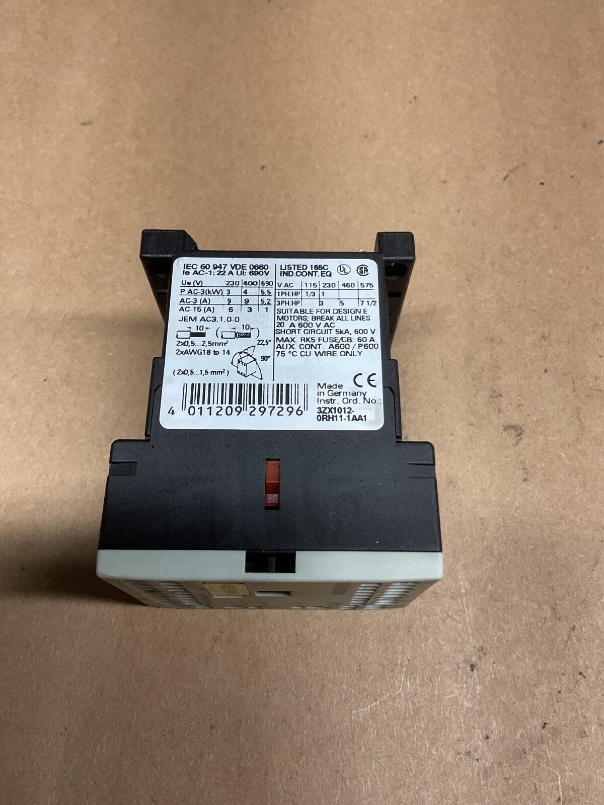 Siemens 3RT1016-2KB41 Contactor #4001PT128