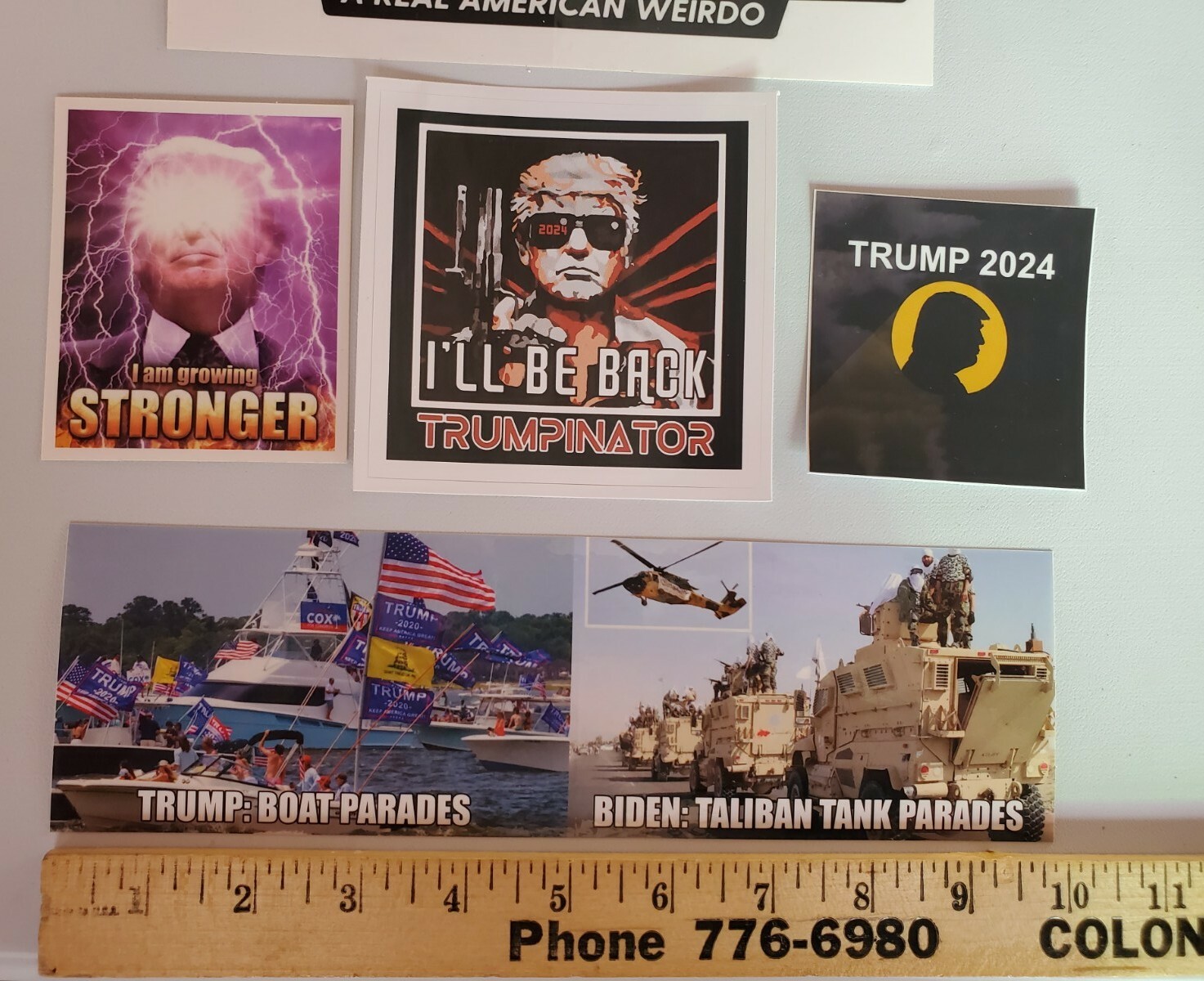 TRUMP 2024 STICKERS 4 PACK LOT VARIETY PACK I'LL BE BACK TERMINATOR BOAT PARADES