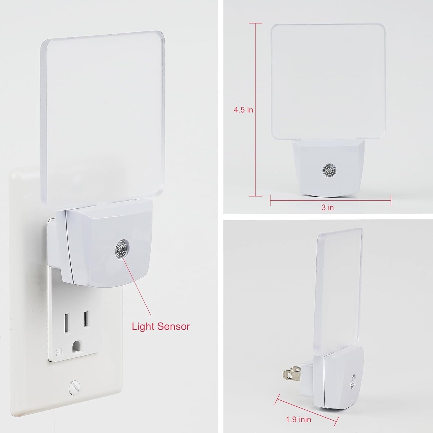 2-Pack Red LED Plug-In Lights – Dusk Sensor