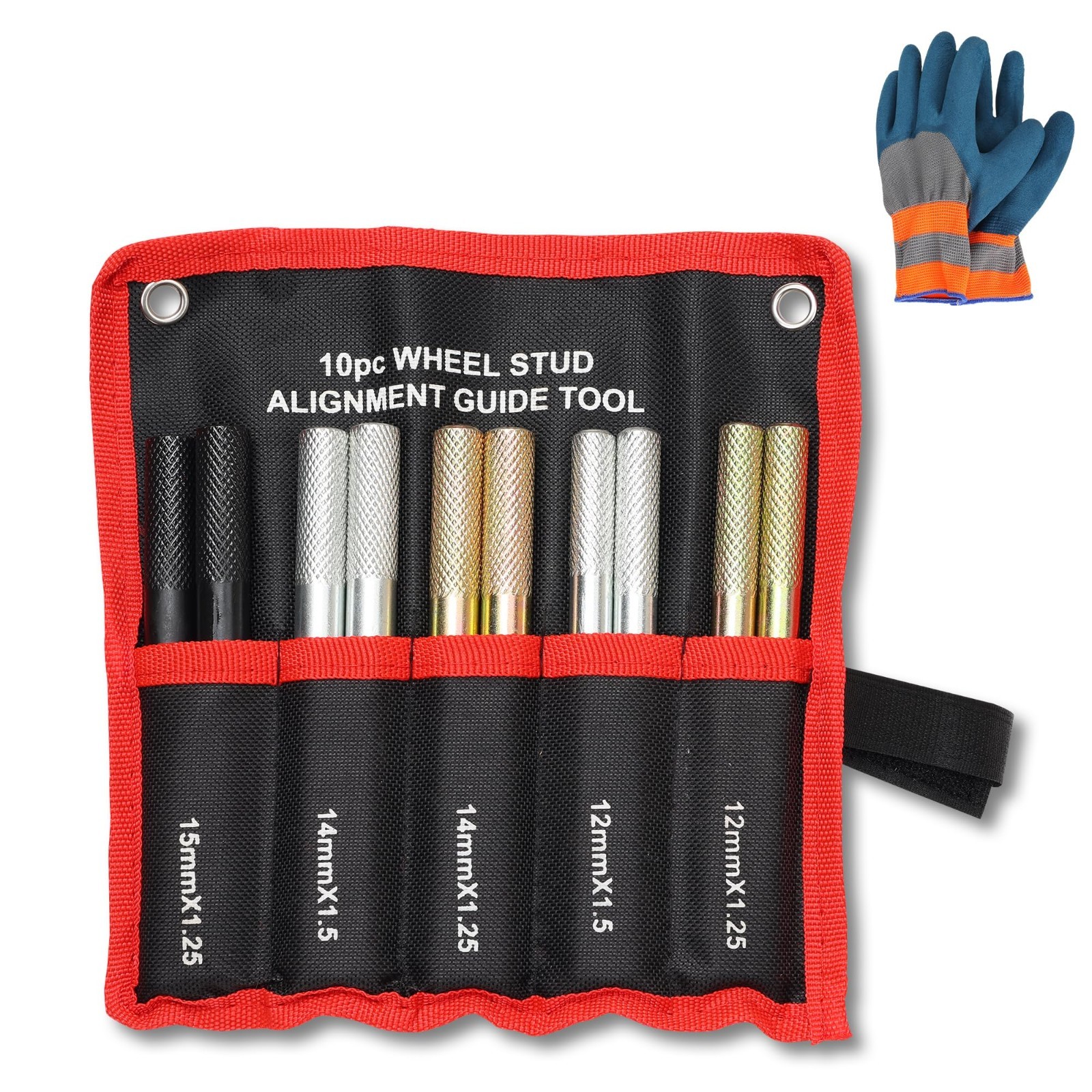 10PC Wheel Alignment Pins Set, Steel Alloy Guide Tool for M14/M12/M15 Lug Bolts