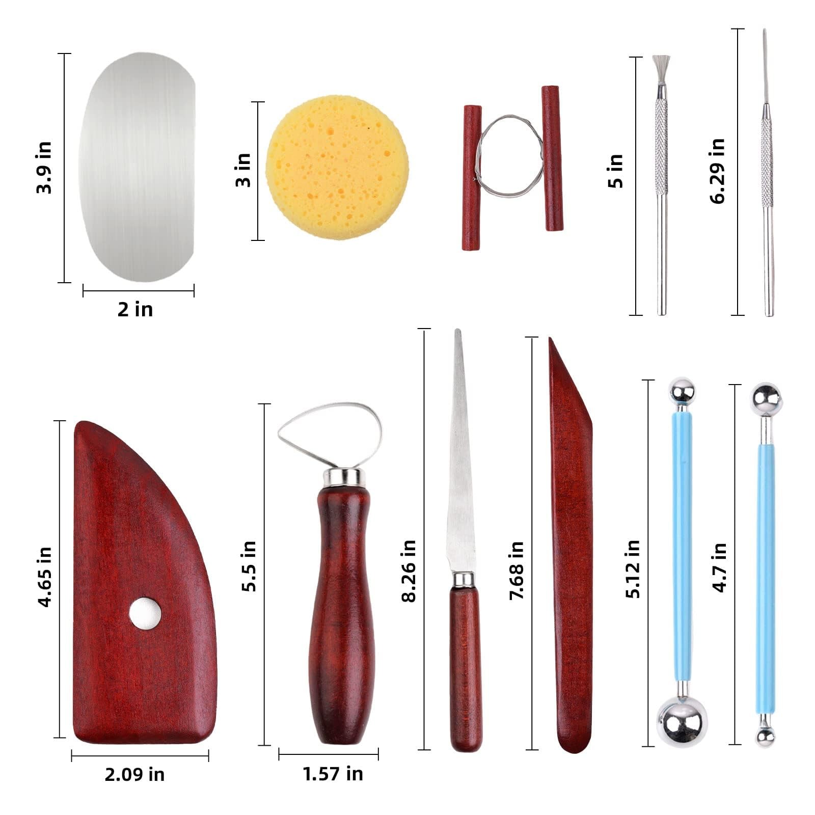 Blisstime 18PCS Clay Sculpting Tools, Basic Clay Pottery Carving Tool Kit with