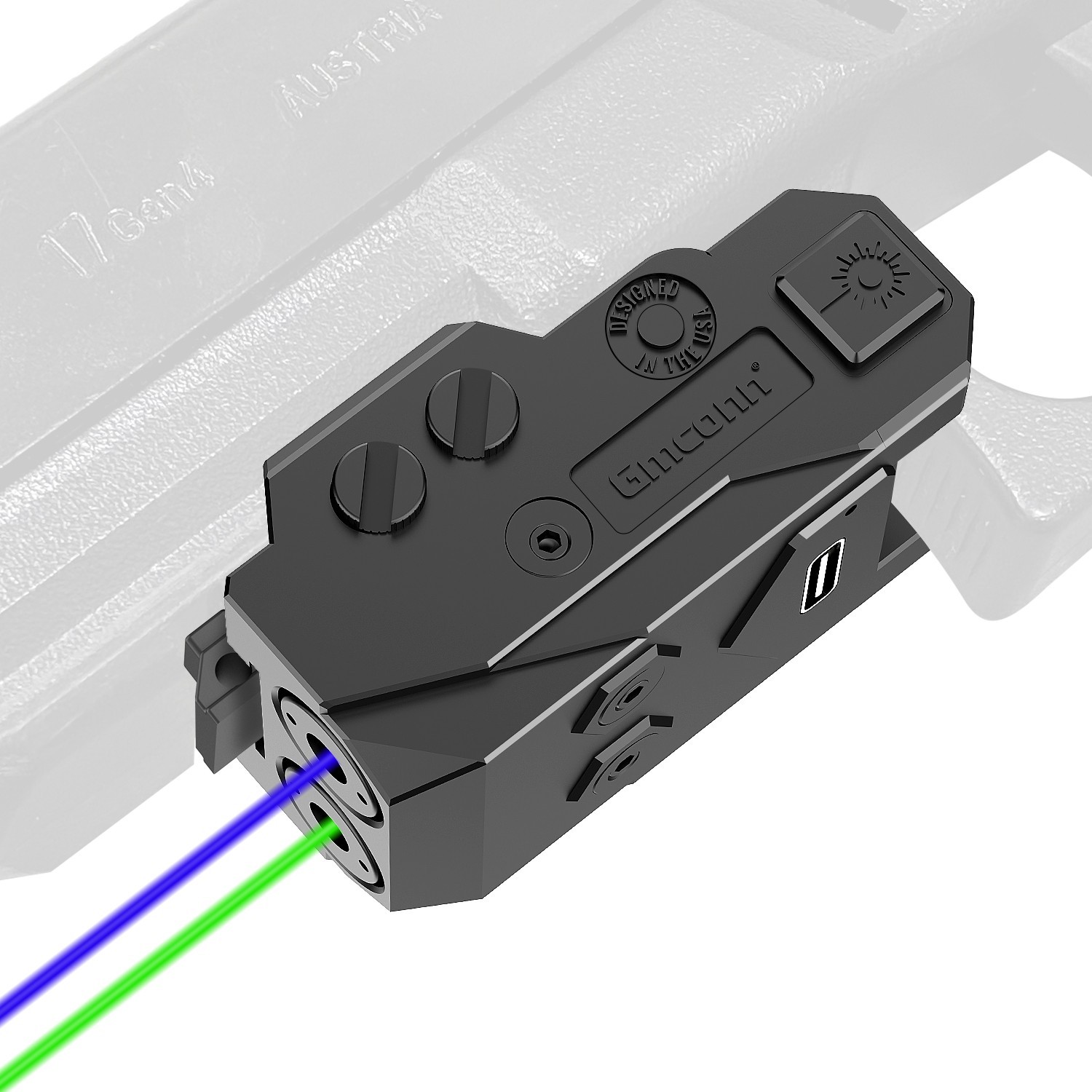 GMCONN Low Profile Green+Blue Dual Laser Sight for Pistol with Picatinny Rail