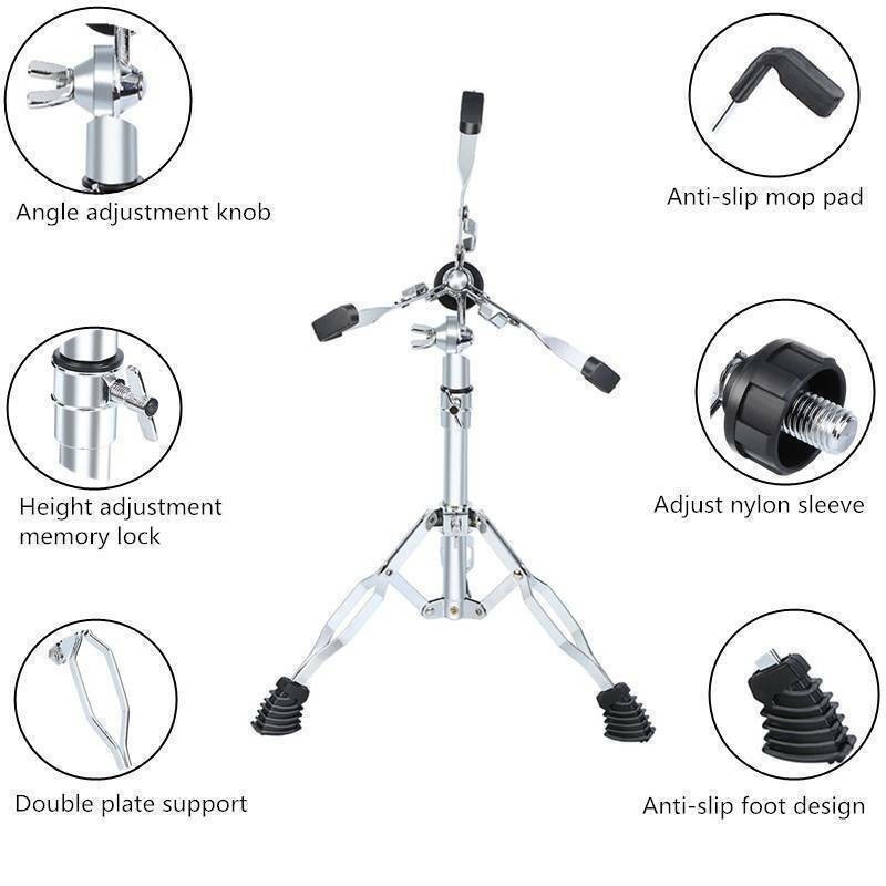 2Pack Snare Drum Stand w Sticks Holder Double Braced Tripod Stand Adjustable