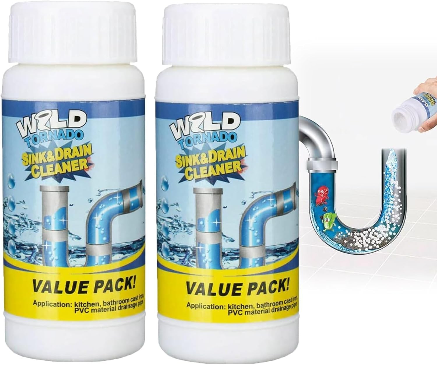 Sink and Drain Cleaner, Wild Tornado Pipe Dredge, Cleaner for Toilet...