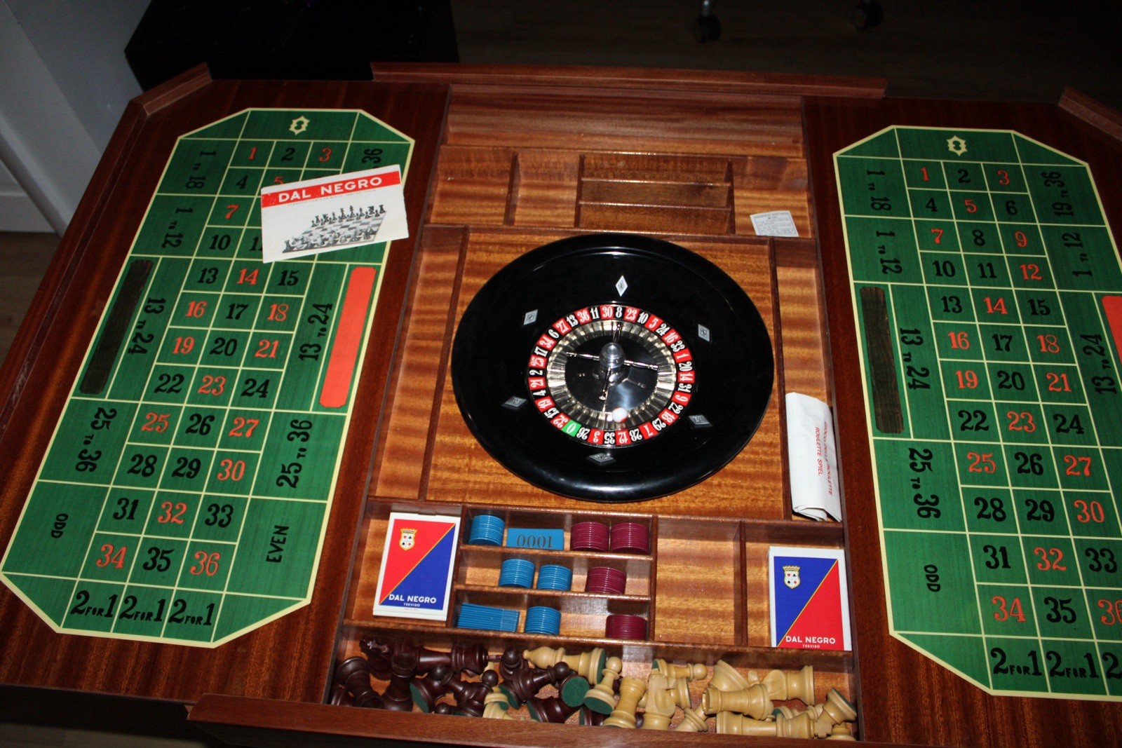 Italian Roulette Table Set – Antique, Complete. Dal Negro (New Old Stock)
