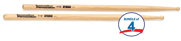 Innovative Percussion IP-HB Innovation Series Hickory Drumsticks (4 Pack) -