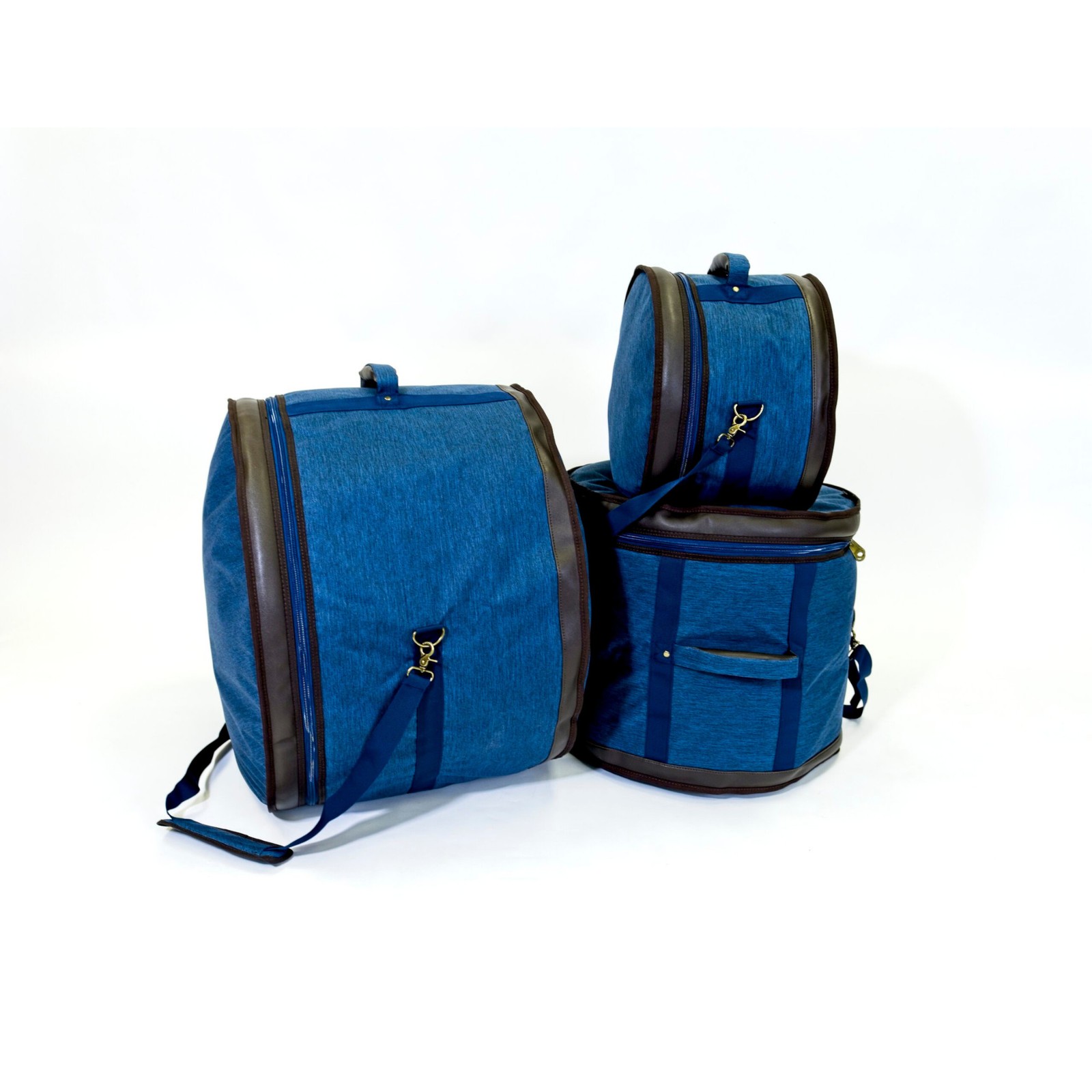 Barton GSP Premium 3-Piece Drum Bag Set, 12x8/14x14/22x18, Blue & Brown Oxford