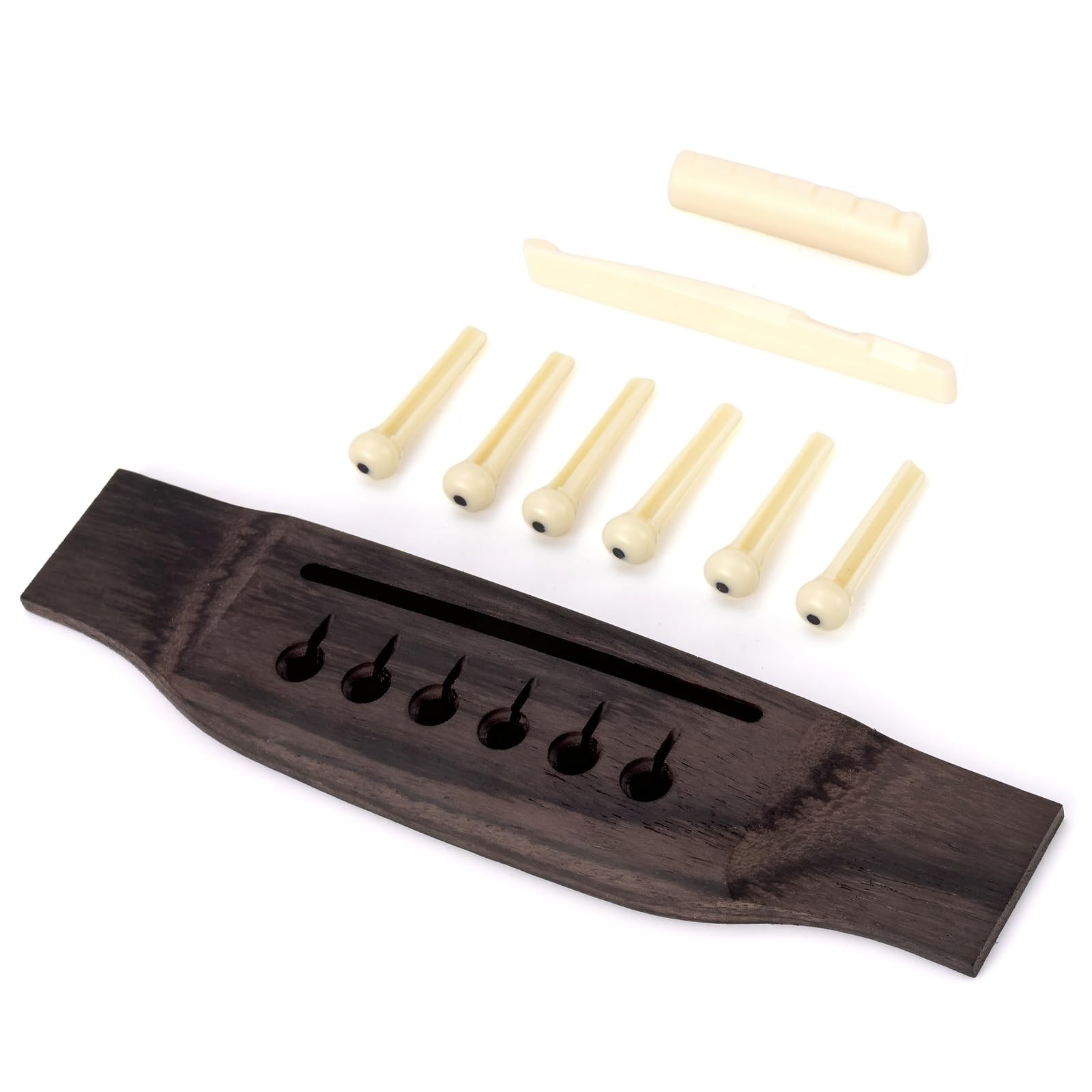 Guitar Bridge Rosewood Acoustic Guitar Bridge Saddle Nut Pins Set with Six Pi...