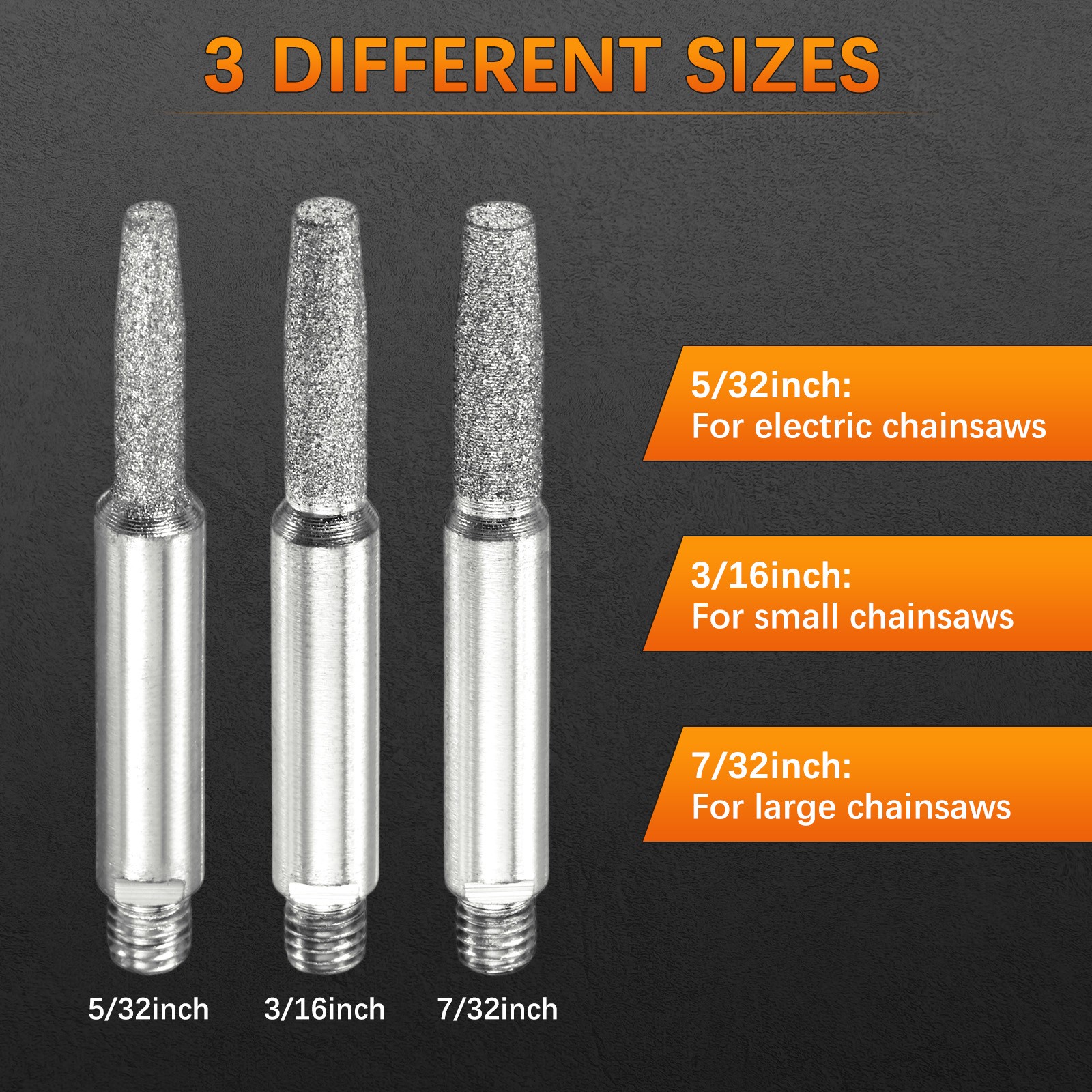 Chainsaw Sharpener with Nuts [24pcs]-Chainsaw Sharpening-[Silver- 5/32 Inch]