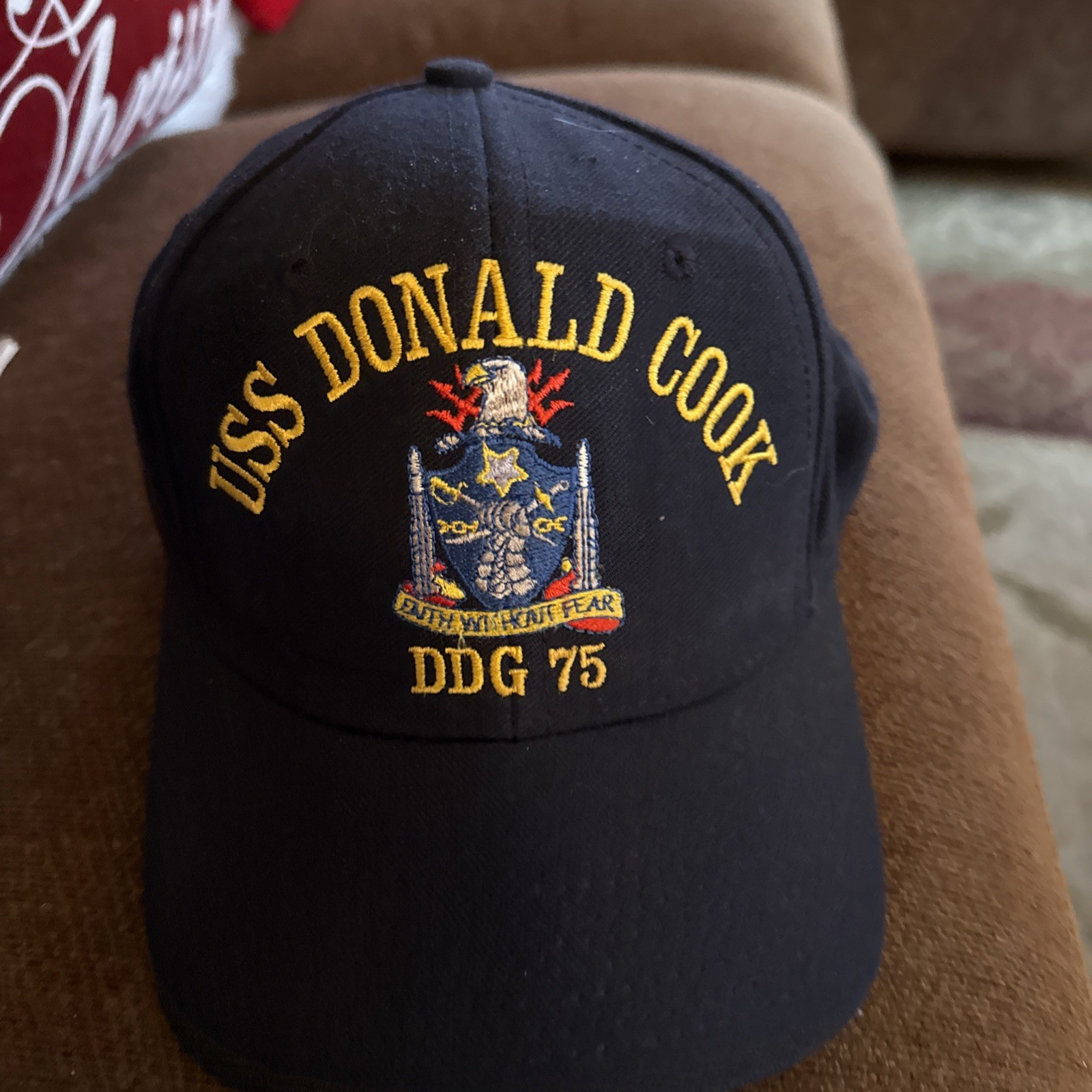 U S NAVY CAP USS DONALD  COOK DDG 75 Black Snapback Hat  Preowned