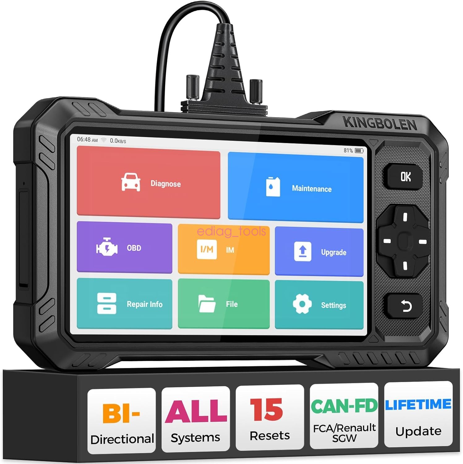 2026 KINGBOLEN S6 Elite OBD2 Scanner 15 Reset Lifetime Free Car Diagnostic Tool