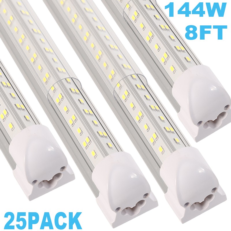 25 Pack 8FT 144W Led Tube Light 8 Foot Led Shop Light T8 Integrate 4 Row Fixture