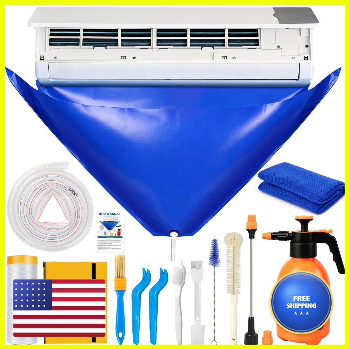 Aukdin Mini Split Cleaning Kit Bag 2L High Pressure Sprayer, 13Pcs Professional