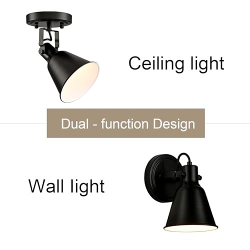 EUL Adjustable Industrial Ceiling Spot Light with Adjustable 1-Light Black